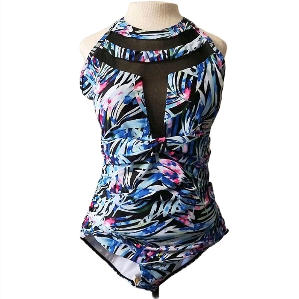 NWOT Tropical Print One Piece Swimsuit